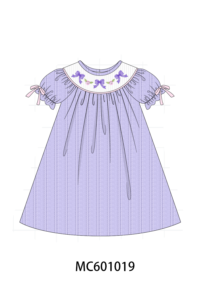 PO79 Levander bow smocked hacquard collection