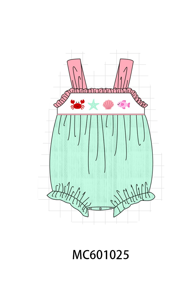 PO79 Green marine creature embroidery collection