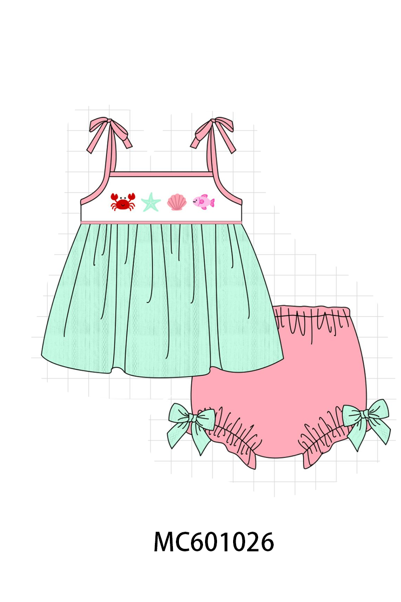 PO79 Green marine creature embroidery collection