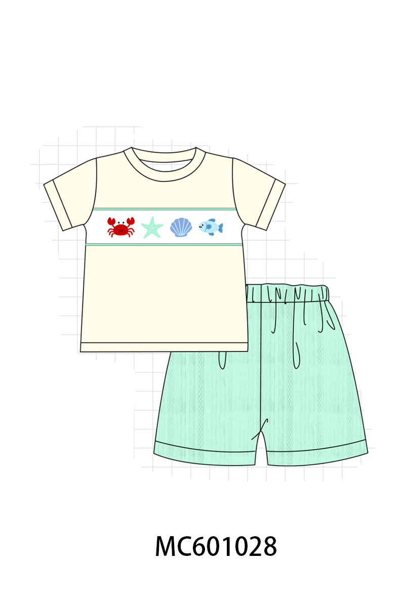 PO79 Green marine creature embroidery collection