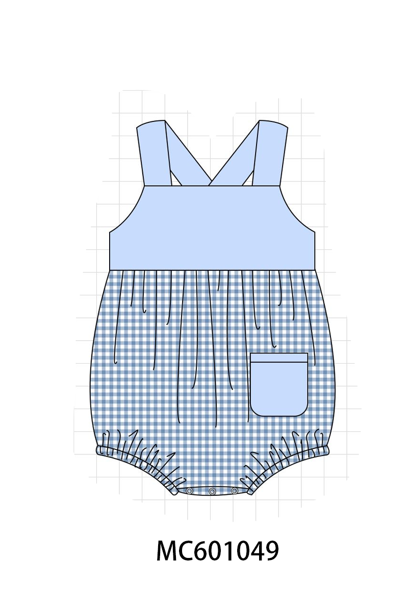 PO79 Blue retro floral print gingham collection