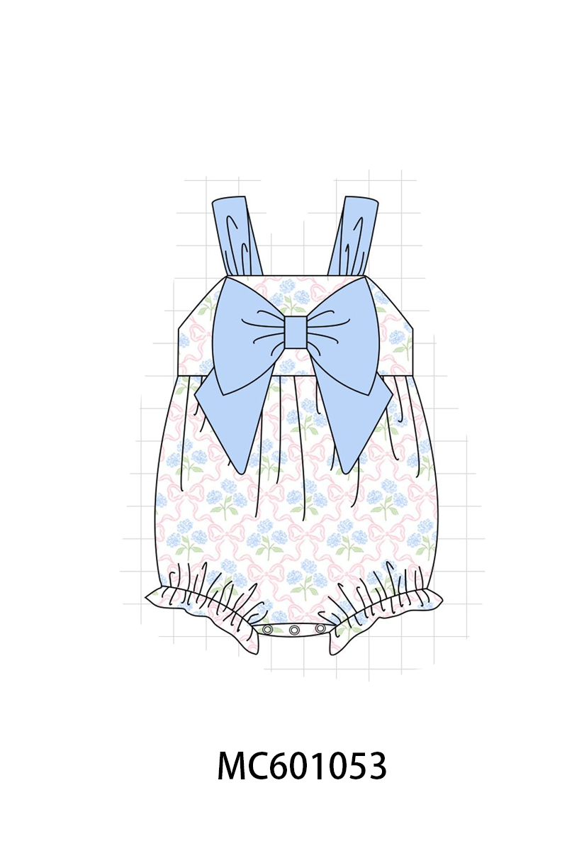 PO79 Blue hydrangea floral smocked collection