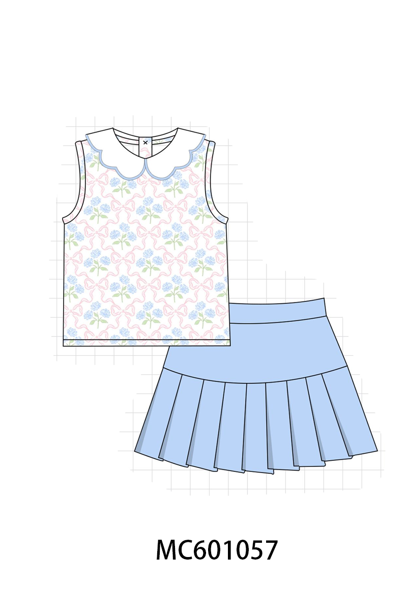 PO79 Blue hydrangea floral smocked collection