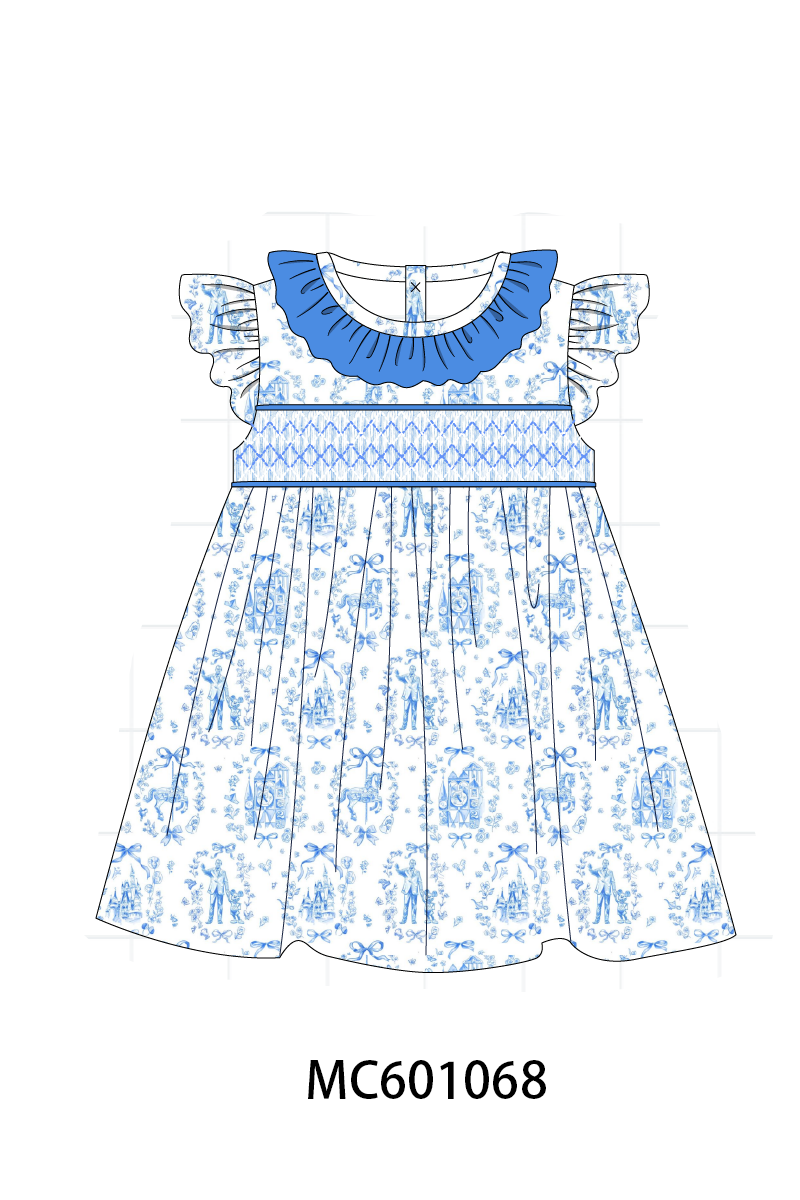 PO79 Blue castle smocked ruffle collection
