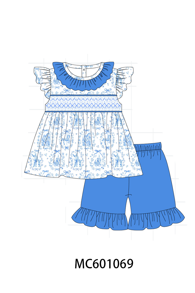 PO79 Blue castle smocked ruffle collection