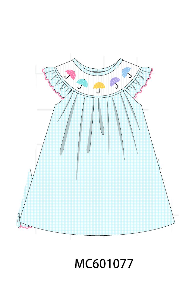 PO79 Blue colorful umbrellas gingham collection