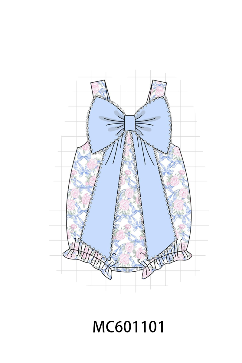PO79 Blue bow floral ruffle collection