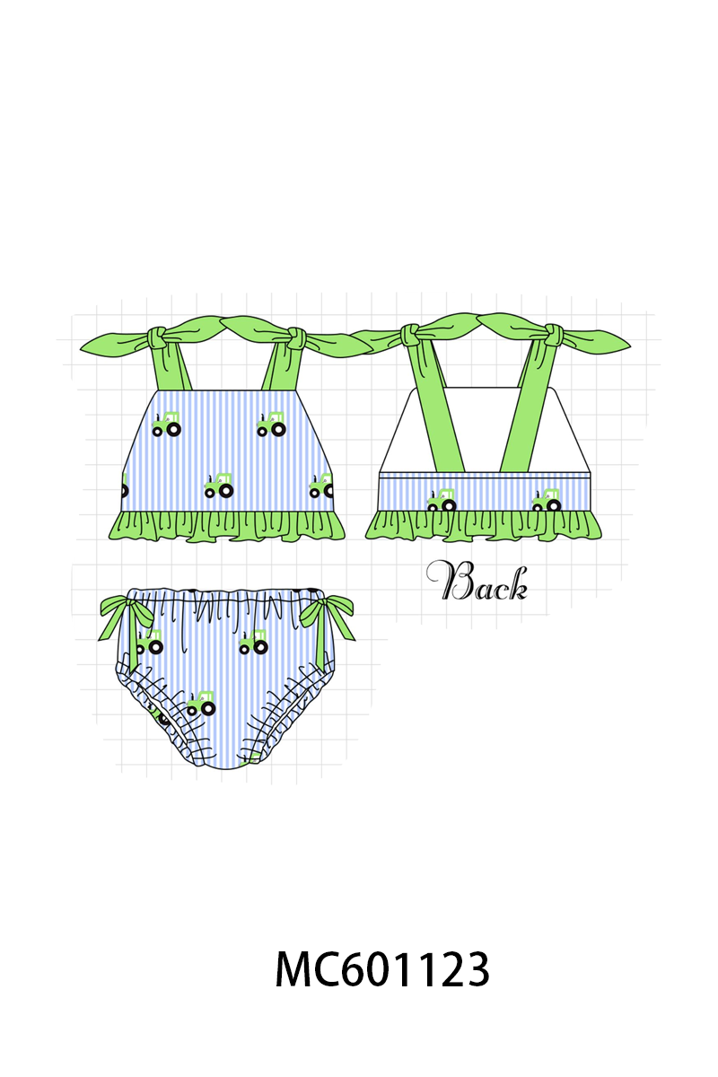 PO79 Blue stripe tractor swimsuit collection