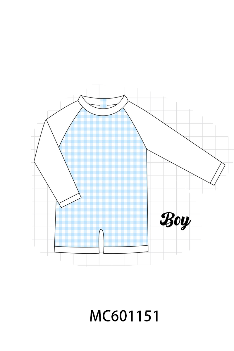 PO79 Pink&blue gingham ruffle swimsuit collection