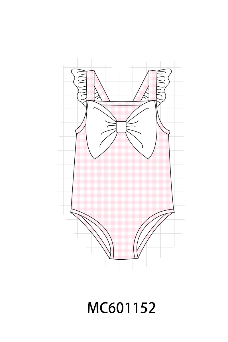 PO79 Pink&blue gingham ruffle swimsuit collection