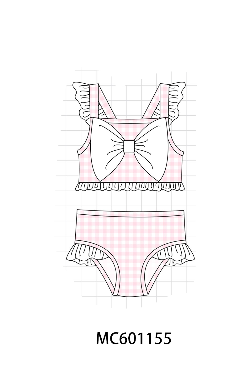 PO79 Pink&blue gingham ruffle swimsuit collection