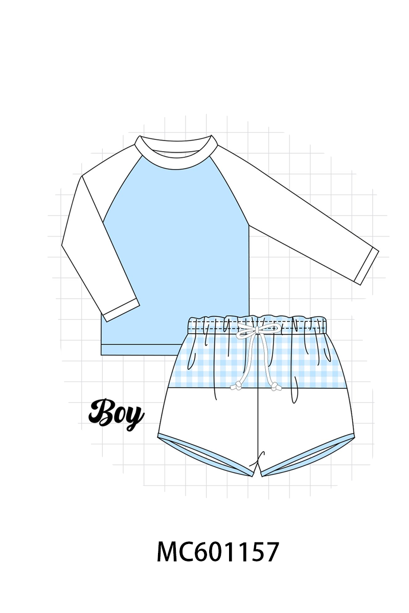 PO79 Pink&blue gingham ruffle swimsuit collection