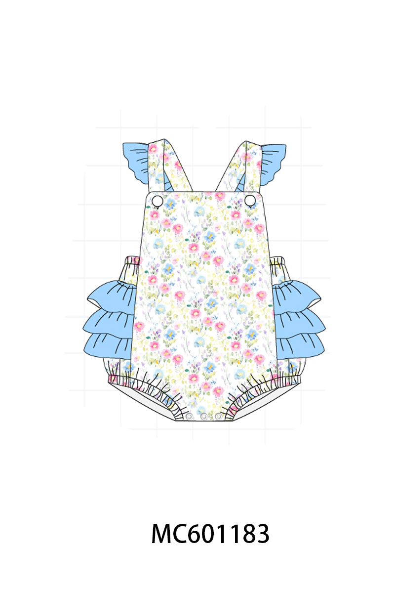 PO79 Blue floral print ruffle collection
