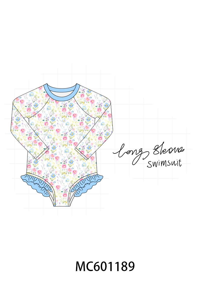 PO79 Blue floral print ruffle collection