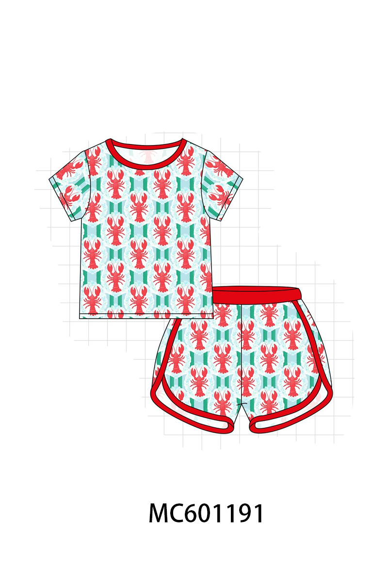 PO79 Red lobster print bamboo collection