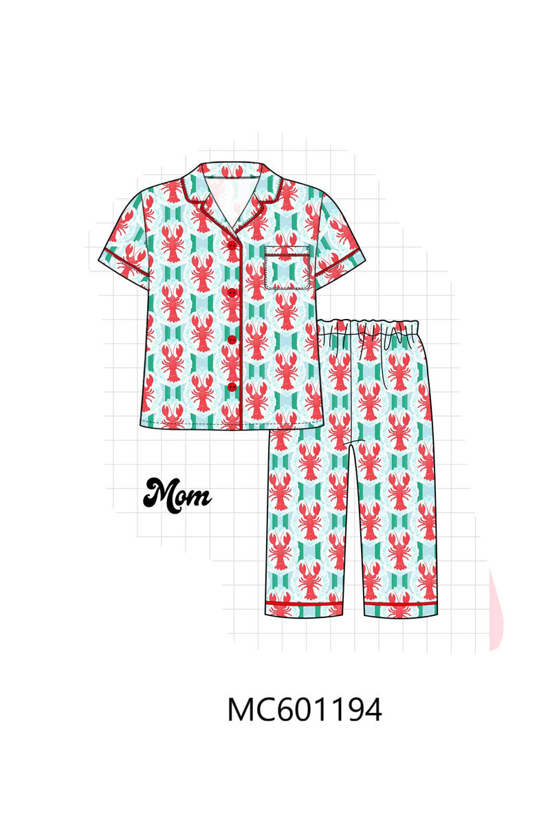 PO79 Red lobster print bamboo collection