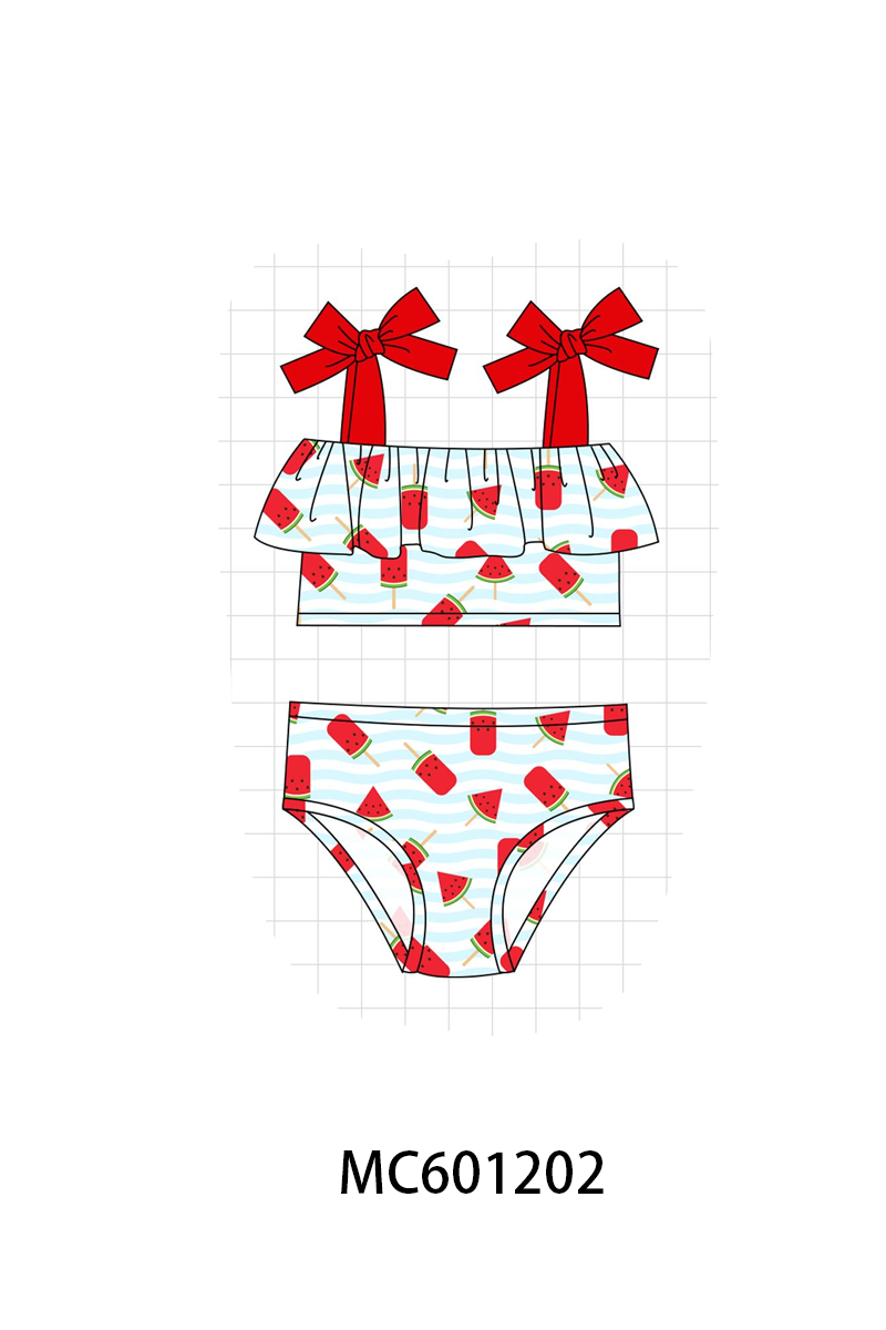 PO79 Red watermelon print stripe swimsuit collection