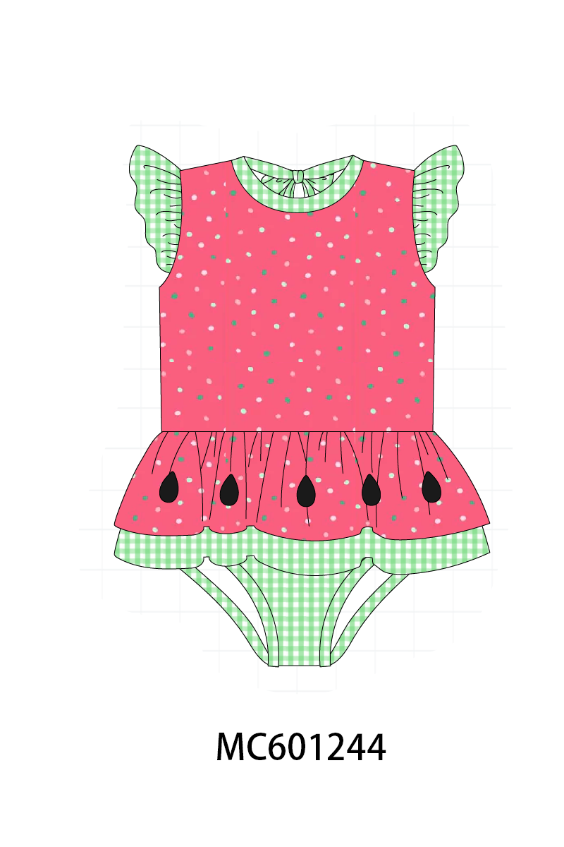 PO79 Green&red watermelon gingham swimsuit collection