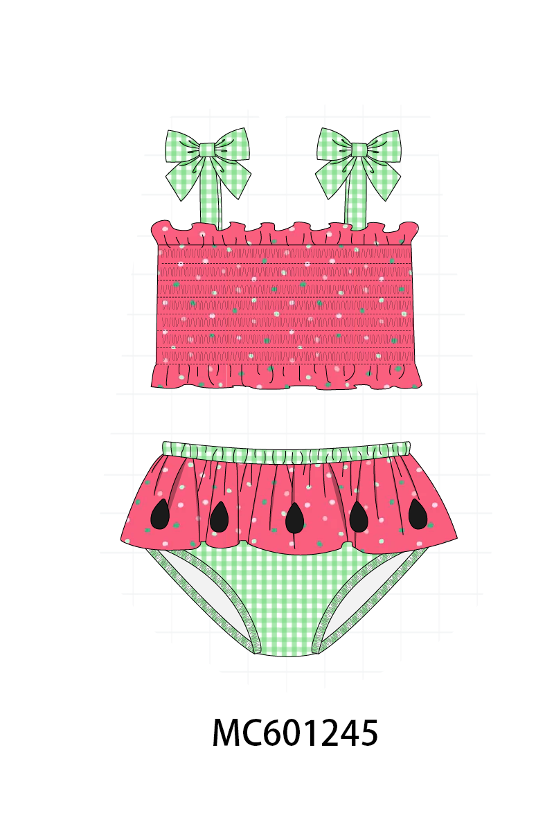 PO79 Green&red watermelon gingham swimsuit collection