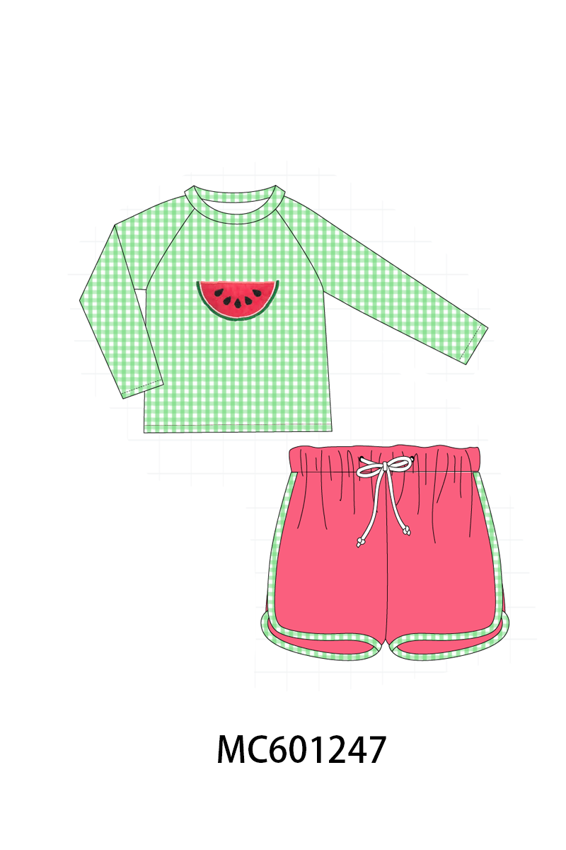 PO79 Green&red watermelon gingham swimsuit collection