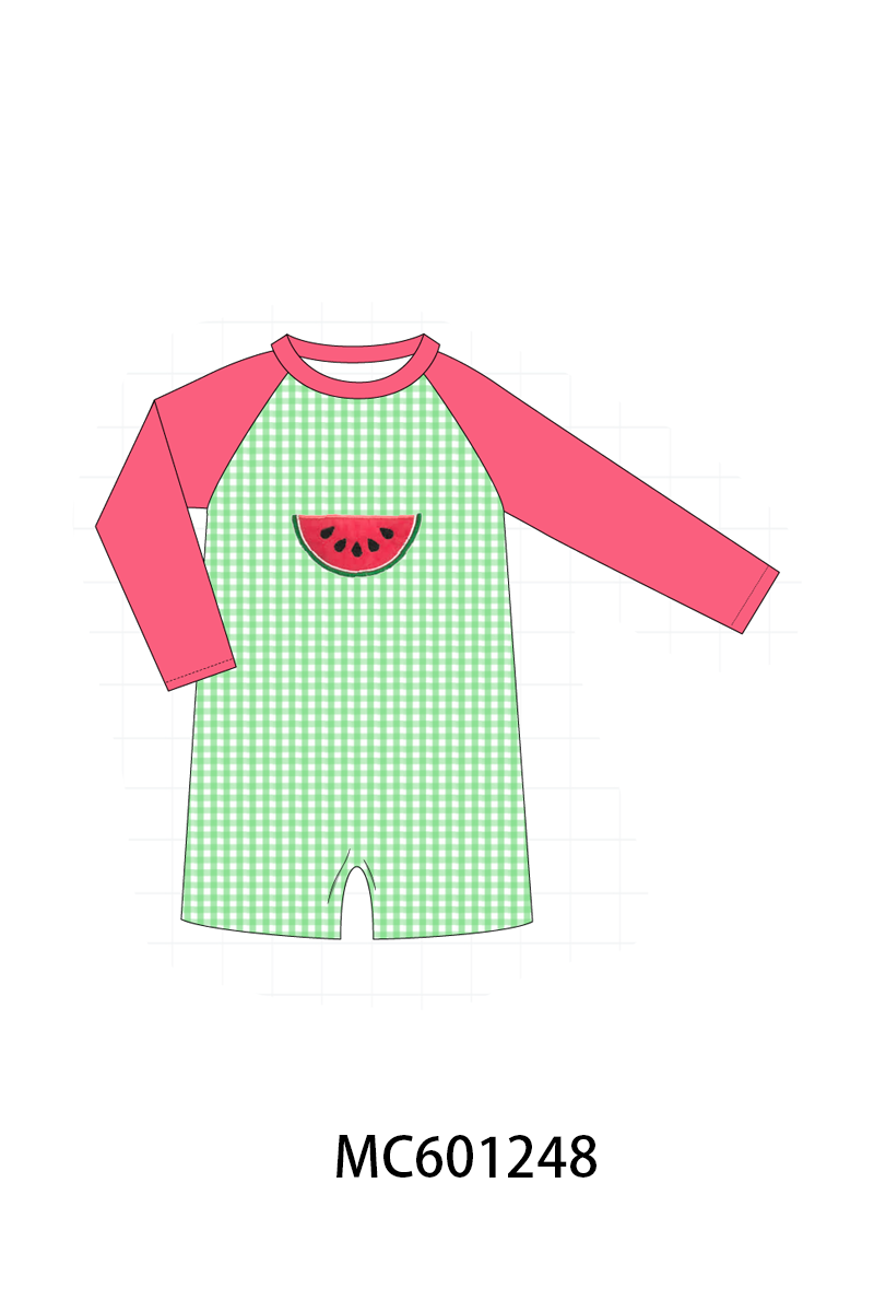 PO79 Green&red watermelon gingham swimsuit collection