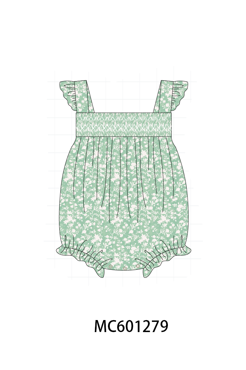 PO79 Sage floral smocked collection