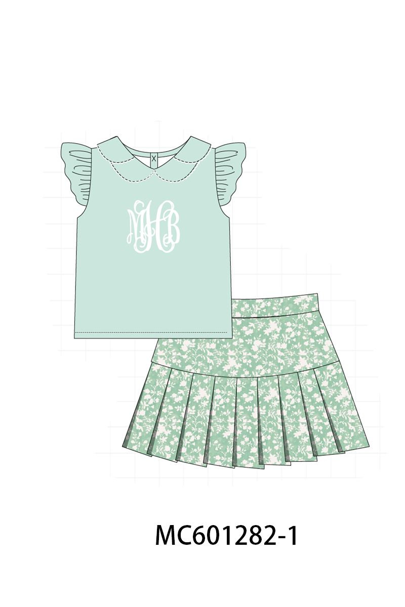 PO79 Sage floral monogram embroidery collection