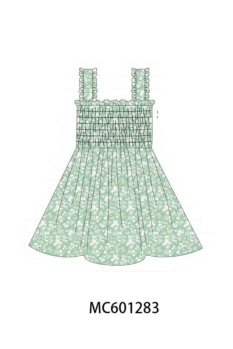 PO79 Sage floral smocked collection