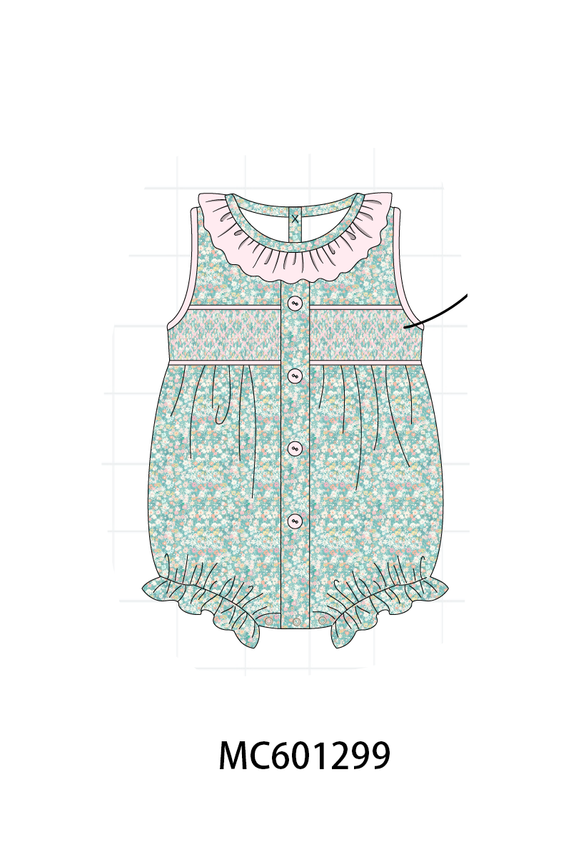 PO79 Green floral smocked collection