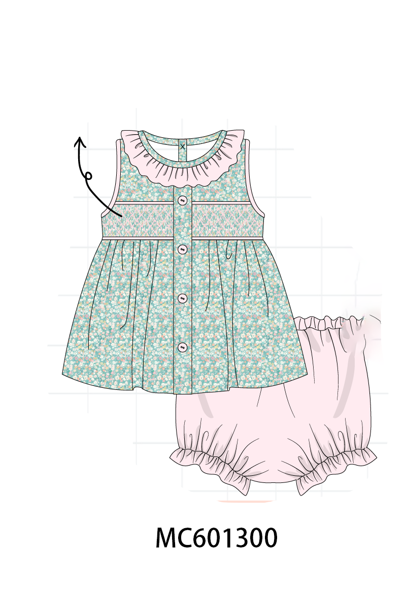 PO79 Green floral smocked collection
