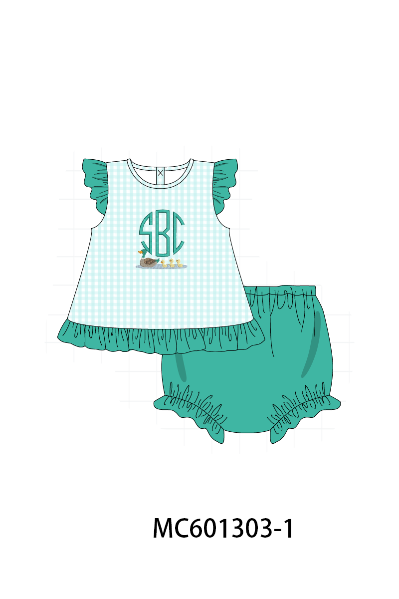 PO79 Green mallard monogram gingham collection
