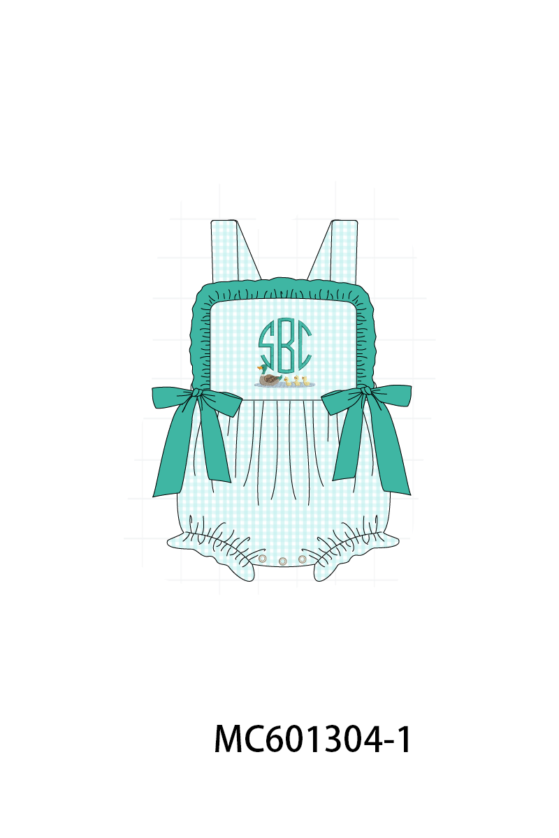 PO79 Green mallard monogram gingham collection