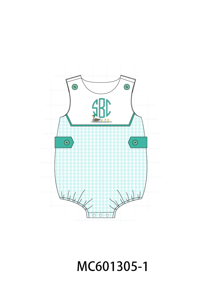 PO79 Green mallard monogram gingham collection