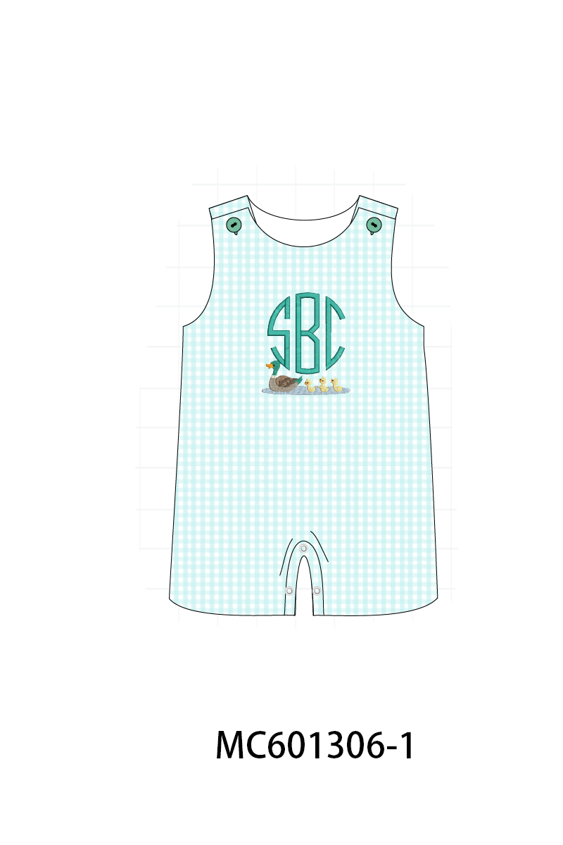 PO79 Green mallard monogram gingham collection