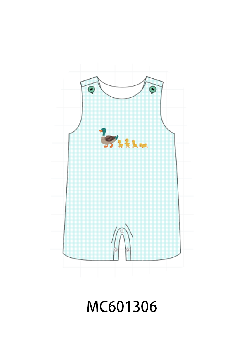 PO79 Green mallard embroidery gingham collection