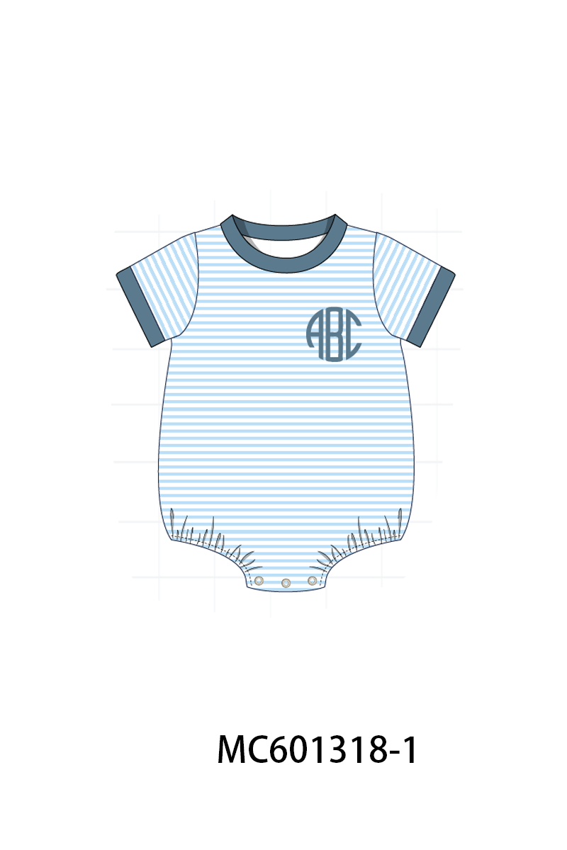 PO79 Simple stripe monogram embroidery bubble collection