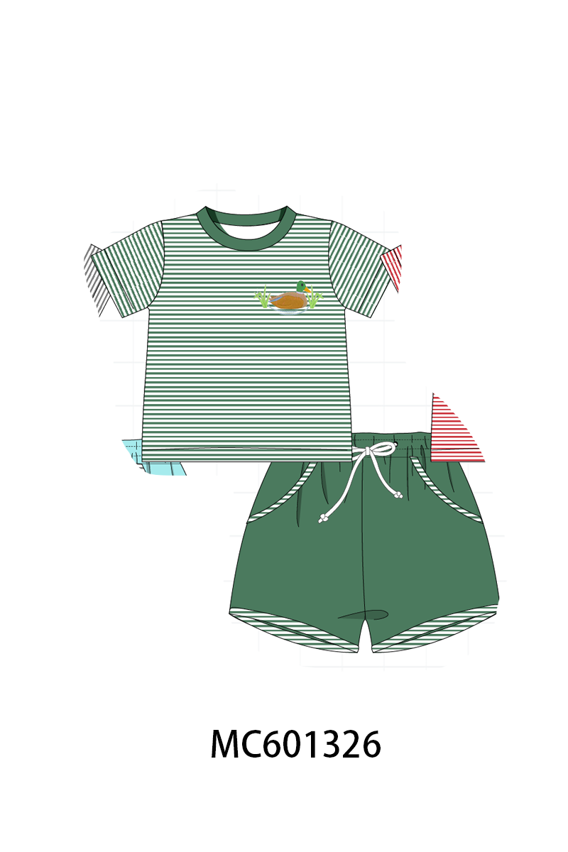 PO79 Stripe embroidery shorts set collection