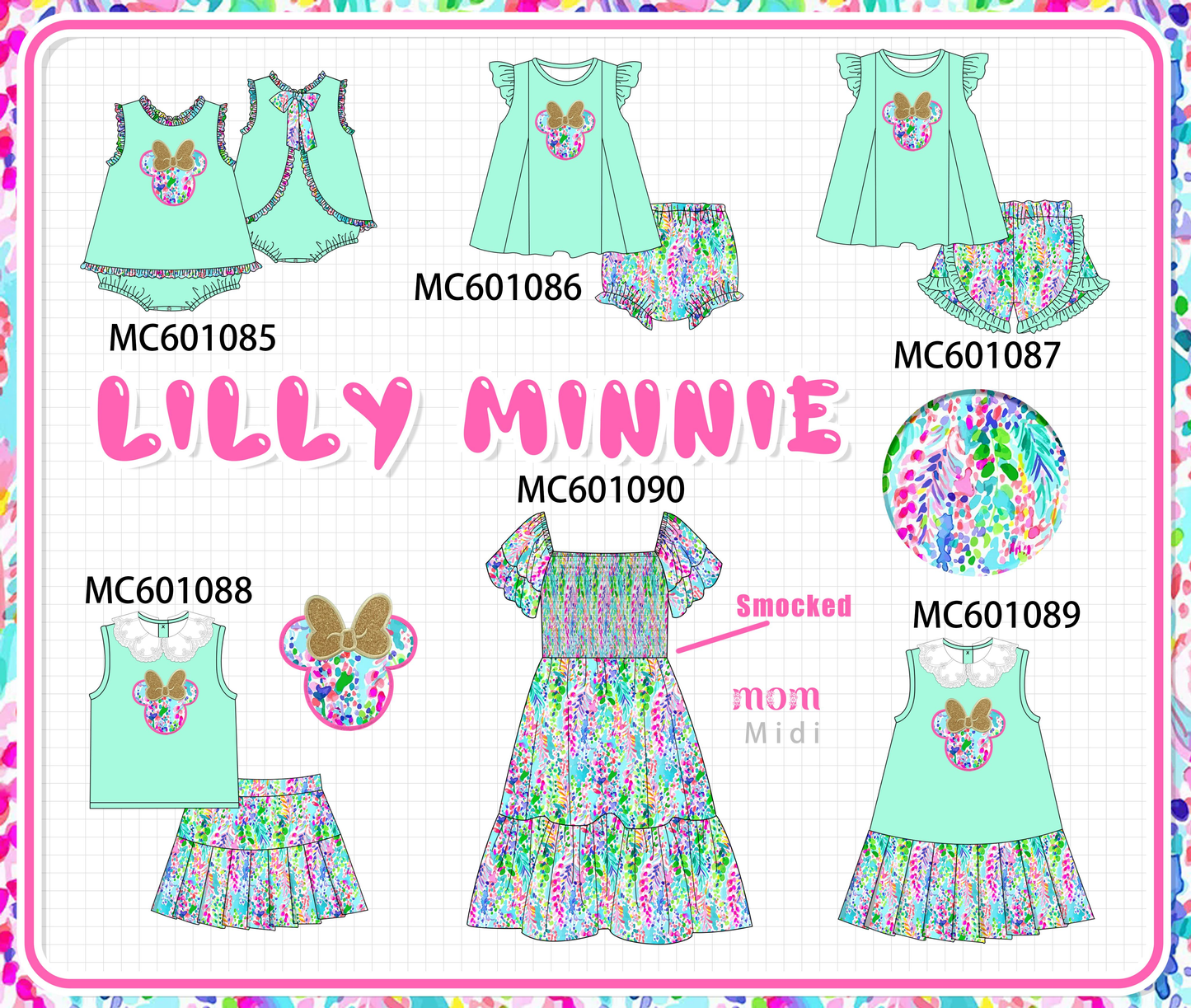 PO79 Mint lilly character butterfly applique collection