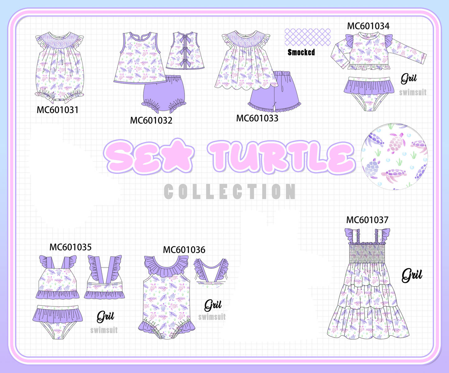 PO79 Purple sea turtle print collection
