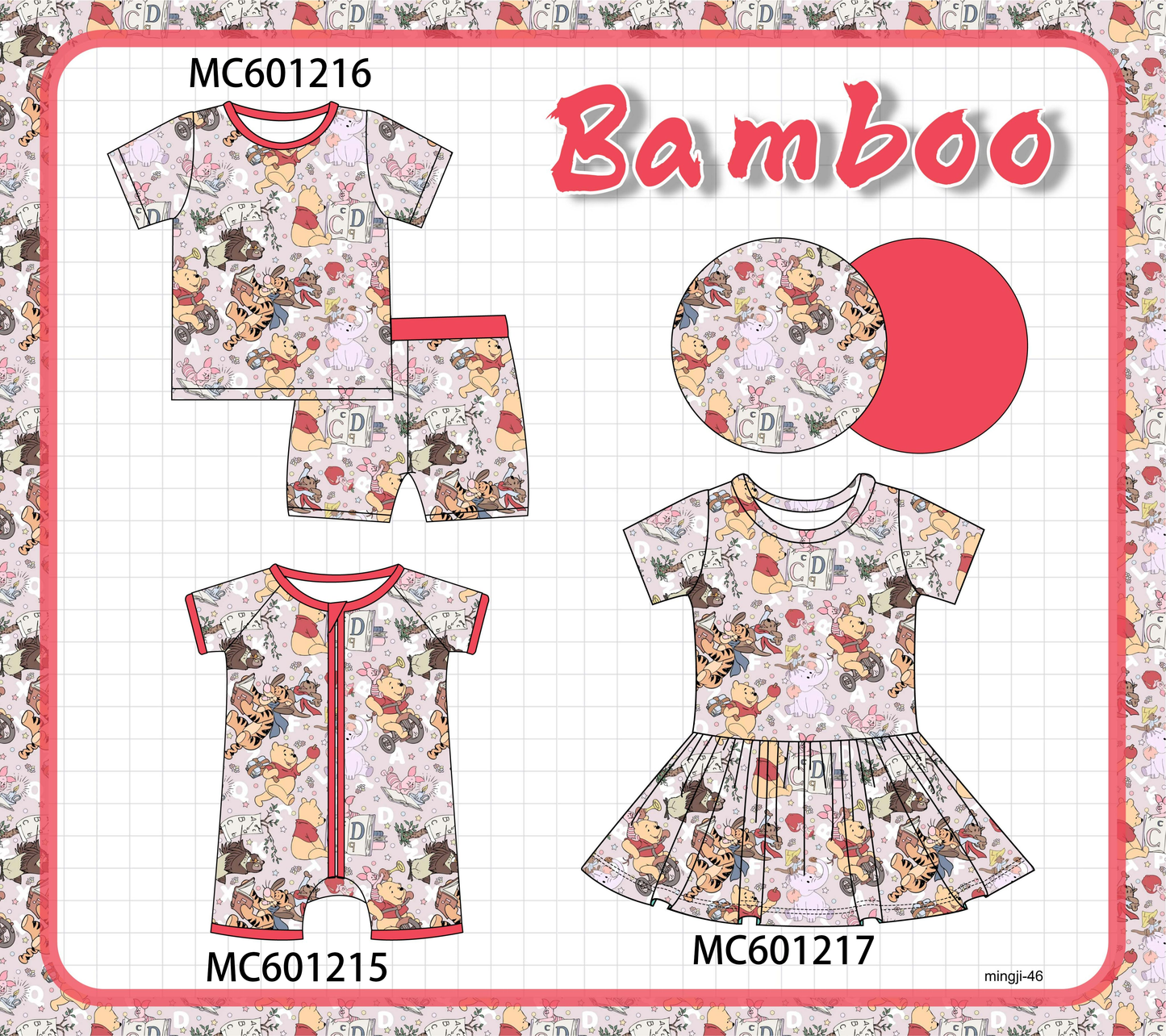 PO79 Red character print bamboo collection