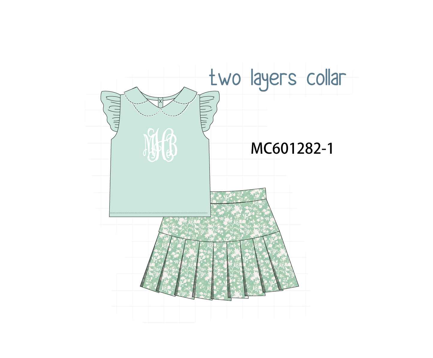 PO79 Sage floral monogram embroidery collection