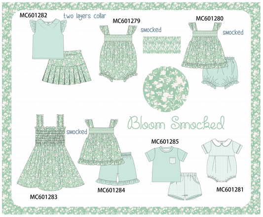 PO79 Sage floral smocked collection