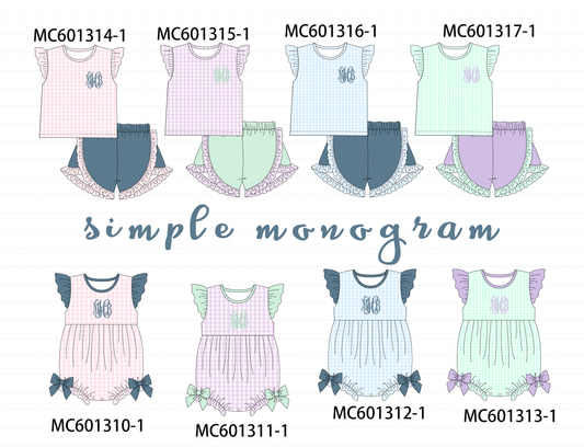 PO79 Simple gingham monogram embroidery collection