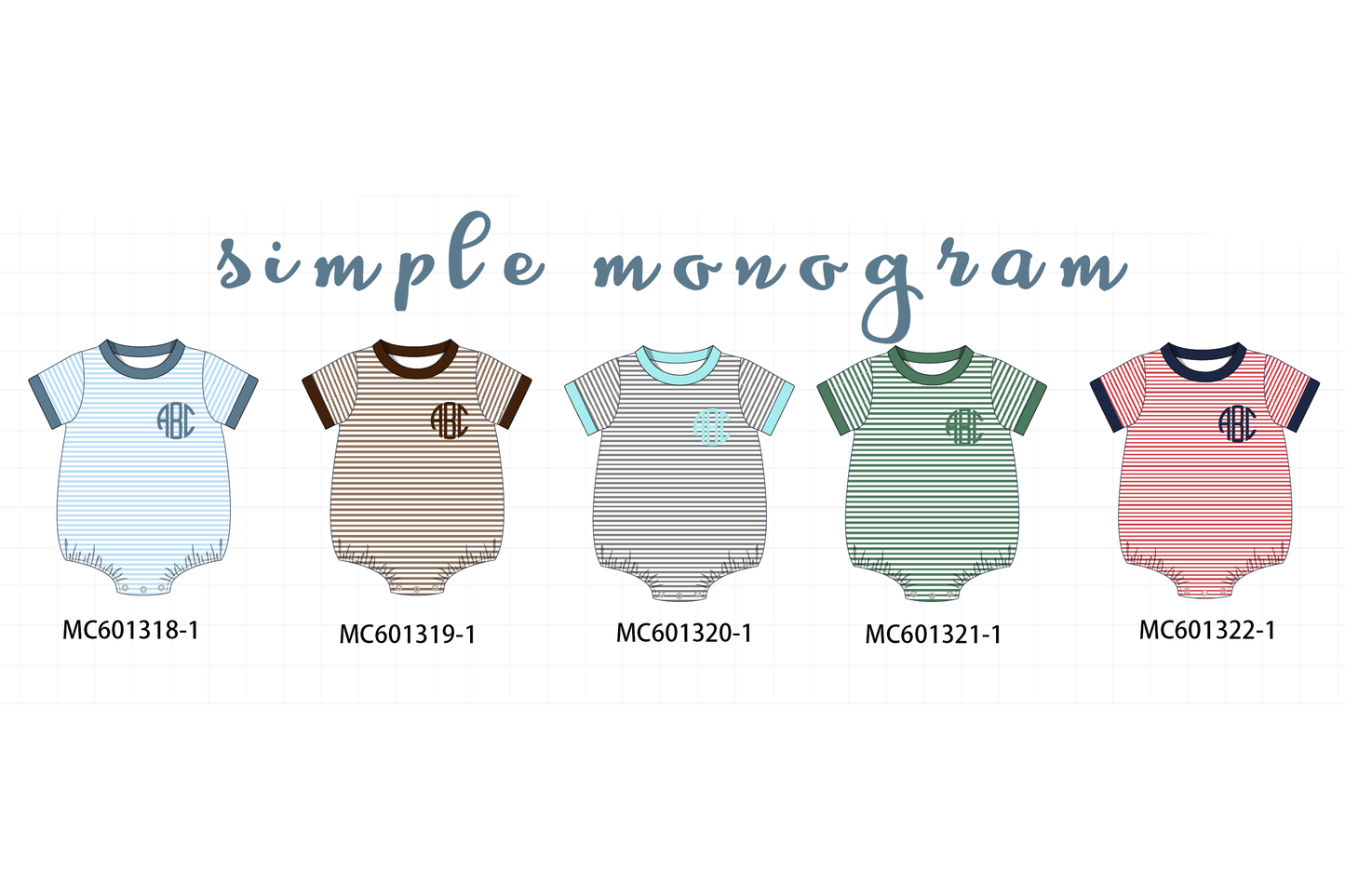 PO79 Simple stripe monogram embroidery bubble collection