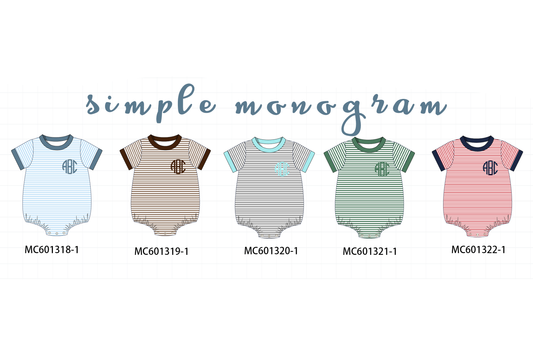 PO79 Simple stripe monogram embroidery bubble collection