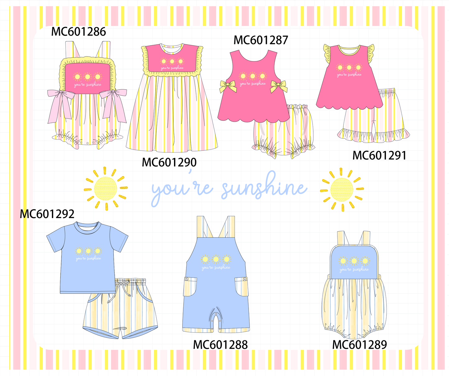 PO79 You're sunshine embroidery stripe collection
